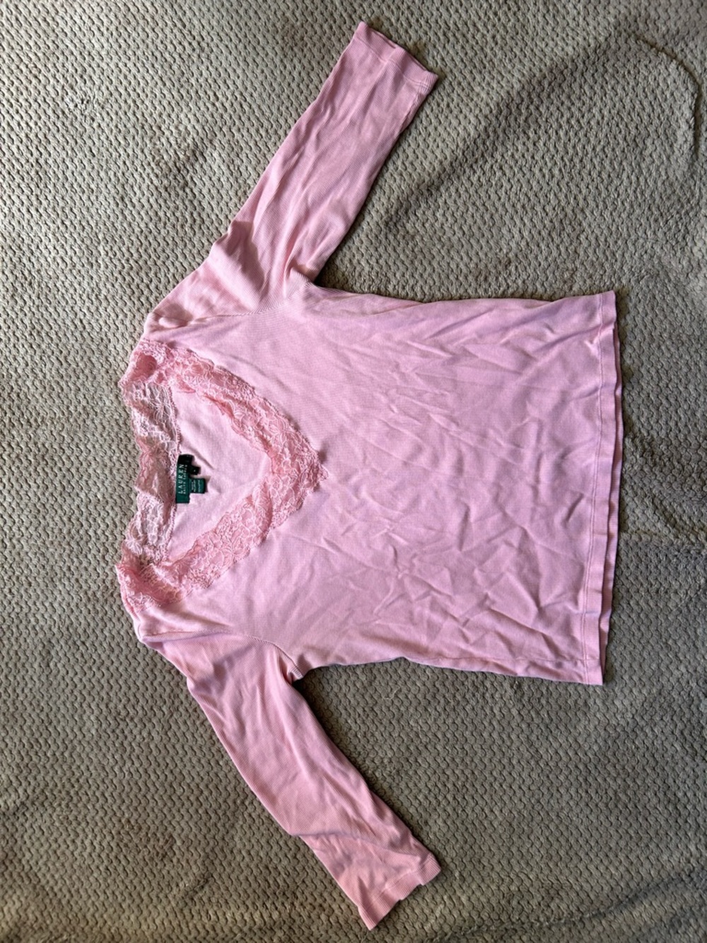 Polo by Ralph Lauren Pink Lace V-Neck Crop Top